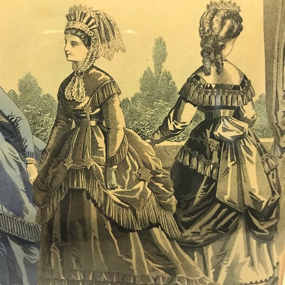 Vintage "Modes de Paris" (Fashions of Paris) Juin 1869 Framed Antique Art Print - Picture 4 of 10